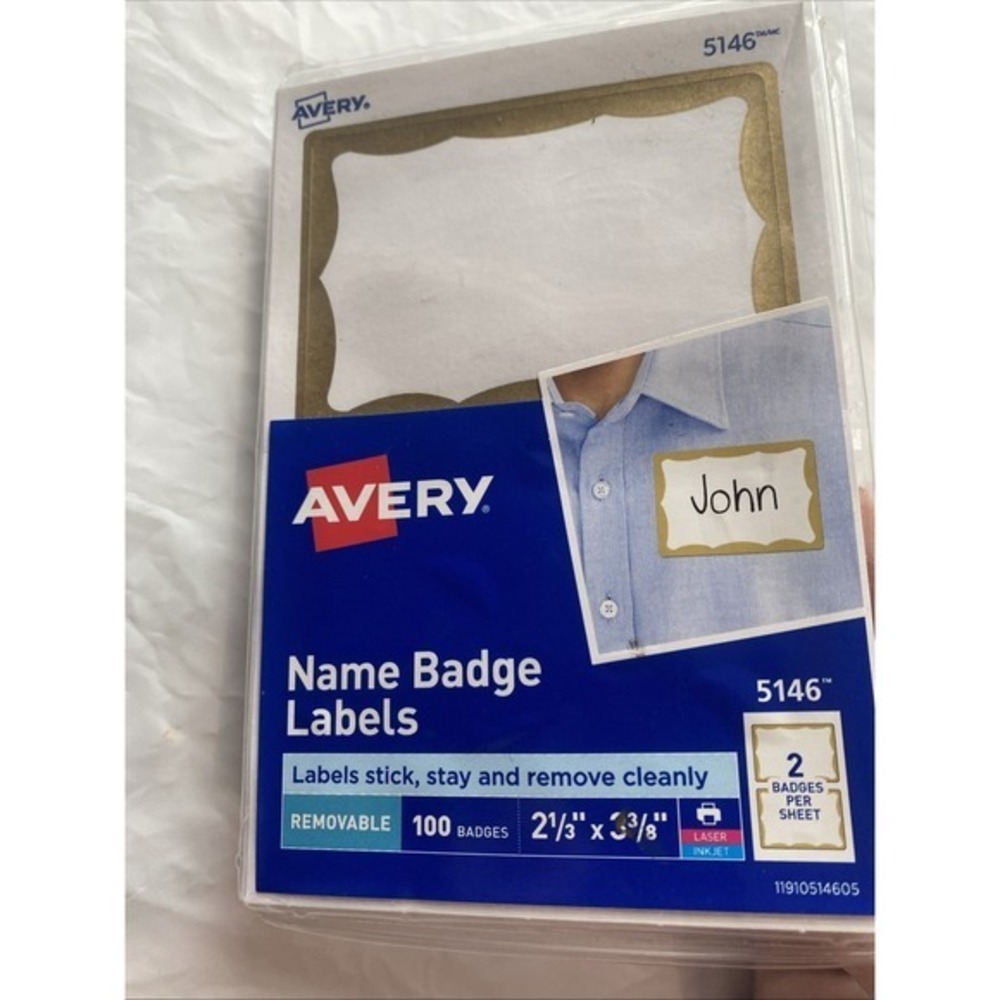 Avery Dennison Ave-5146 Name Badge Label - 2.34" W X 3.37" L 100 Badges 3732